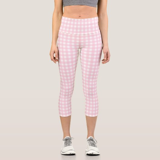 Pink Gingham Capri Leggings (Vorderseite)