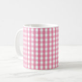 Pink Gingham Check Pattern Two-Tone Coffee Mug Kaffeetasse (Vorderseite Links)