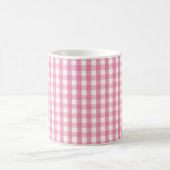 Pink Gingham Check Pattern Two-Tone Coffee Mug Kaffeetasse (Mittel)