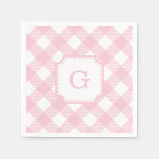 Pink Gingham Checkered Patternpapier Napkin Serviette