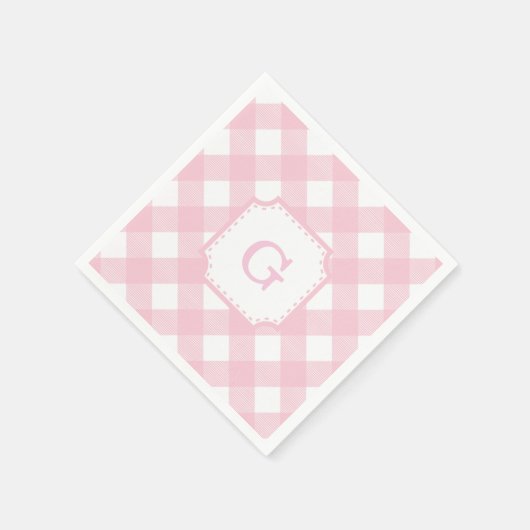 Pink Gingham Checkered Patternpapier Napkin Serviette (Ecke)