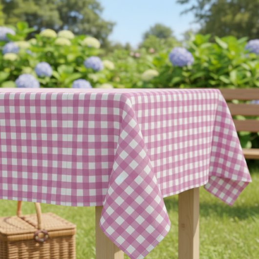Pink Gingham Checkered Tablecloth for Parties Tischdecke
