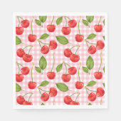 Pink Gingham Cherry Birthday Napkins Serviette (Vorderseite)
