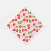Pink Gingham Cherry Birthday Napkins Serviette (Ecke)