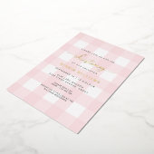 Pink Gingham Christening Foil Einladung (Gedreht)
