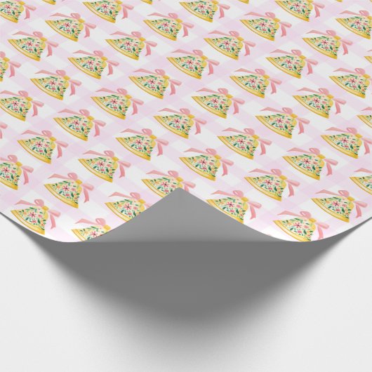 Pink Gingham Christmas Bell Geschenkpapier (Ecke)