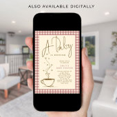 Pink Gingham Coffee Baby Brauen Dusche Einladung