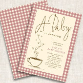Pink Gingham Coffee Baby Brauen Dusche Einladung