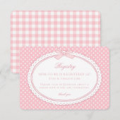 Pink Gingham Coquette Bow Baby Registry Begleitkarte (Vorne/Hinten)