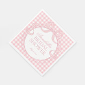 Pink Gingham Coquette Bow Bridal Shower Dessert Serviette (Ecke)
