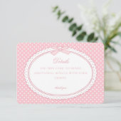 Pink Gingham Coquette Bow Details Card Begleitkarte (Stehend Vorderseite)