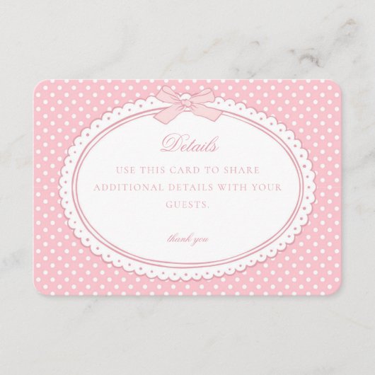 Pink Gingham Coquette Bow Details Card Begleitkarte (Vorderseite)