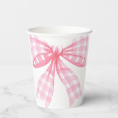 Pink Gingham Coquette Bow Pappbecher (Rückseite)