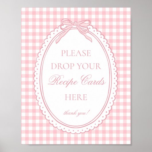 Pink Gingham Coquette Bow Share a Recipe Poster (Vorne)