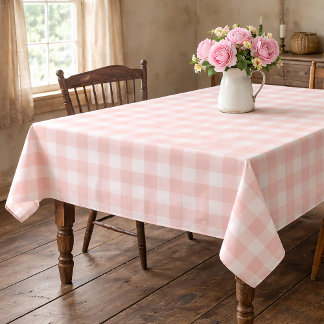 Pink Gingham Cotton Tablecloth Tischdecke