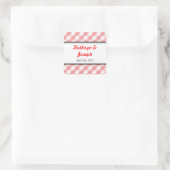 Pink Gingham Country picknicknackte rustikale Gast Quadratischer Aufkleber (Tasche)