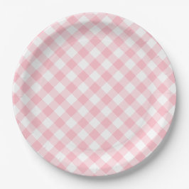 Pink Gingham Country Wedding Pappteller