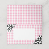 Pink Gingham Cow Print Place Cards Platzkarte (Außenseite Aufgefaltet)