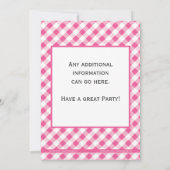 Pink Gingham Cowgirl Junggeselinnen-Abschied Einla Einladung (Rückseite)
