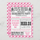 Pink Gingham Cowgirl Junggeselinnen-Abschied Einla Einladung (Vorne/Hinten)