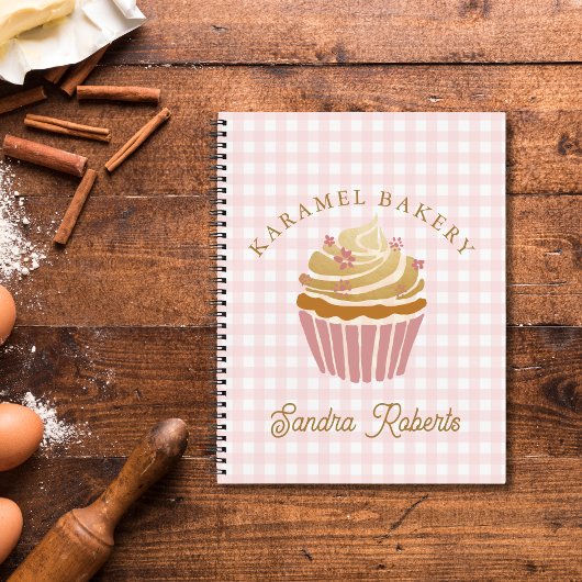 Pink Gingham Cupcake Konditor Notizblock
