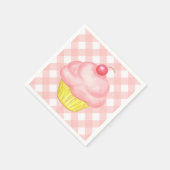 Pink Gingham Cupcake Napkins Serviette (Ecke)
