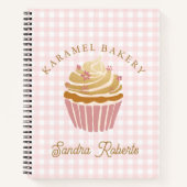 Pink Gingham Cupcake Pastry Chef Notizblock (Vorderseite)