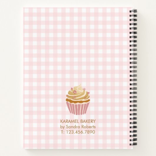 Pink Gingham Cupcake Pastry Chef Notizblock (Rückseite)