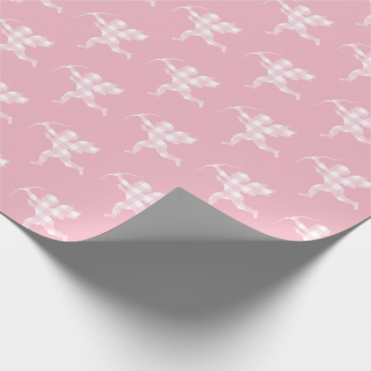 Pink Gingham Cupid Geschenkpapier (Ecke)