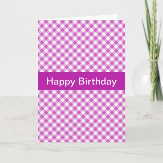 Pink Gingham Custom Birthday Card Karte (Vorderseite)