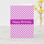 Pink Gingham Custom Birthday Card Karte (Gelbe Blume)