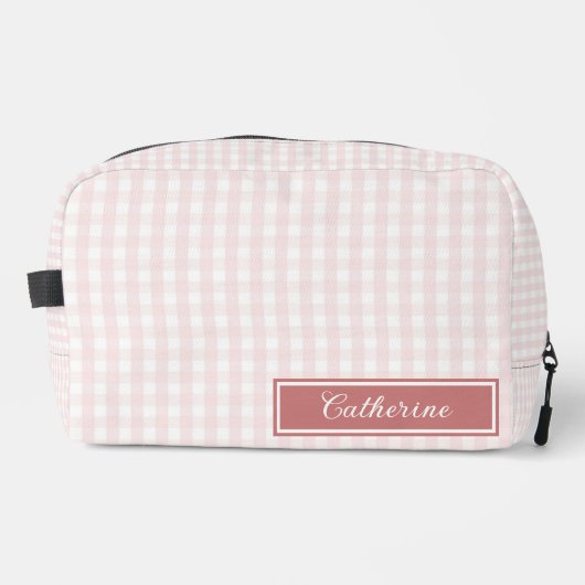 Pink Gingham Cute Plaid Cosmetic Pretty Waschbeutel (Vorderseite)