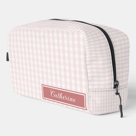 Pink Gingham Cute Plaid Cosmetic Pretty Waschbeutel (Rechte Ecke)