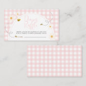 Pink Gingham Daisy Bee Baby Shower Diaper Raffle Begleitkarte (Vorne/Hinten)