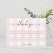 Pink Gingham Dankeschön Karte (Stehend Vorderseite)