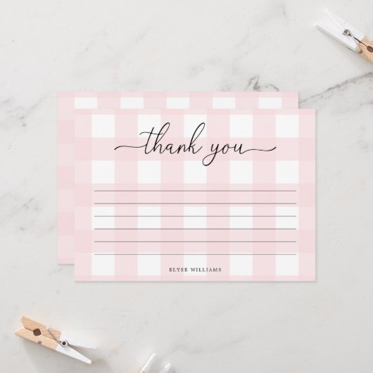 Pink Gingham Dankeschön Karte (Vorderseite/Rückseite Beispiel)