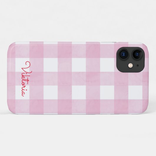 Pink Gingham Decor Case-Mate iPhone Hülle (Rückseite (Horizontal))