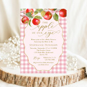 Pink Gingham der Apfel unseres Augenfallenduschers Einladung