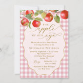 Pink Gingham der Apfel unseres Augenfallenduschers Einladung (Vorderseite)
