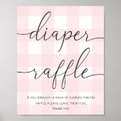 Pink Gingham Diaper Raffle Poster (Vorne)