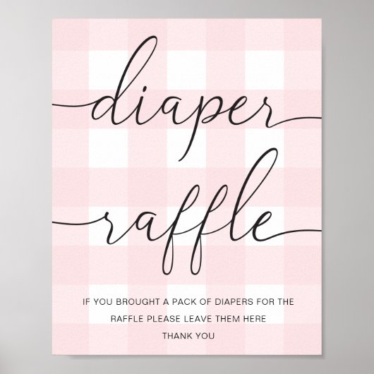 Pink Gingham Diaper Raffle Poster (Vorne)