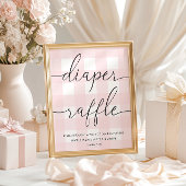 Pink Gingham Diaper Raffle Poster
