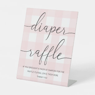 Pink Gingham Diaper Raffle Sockelschild