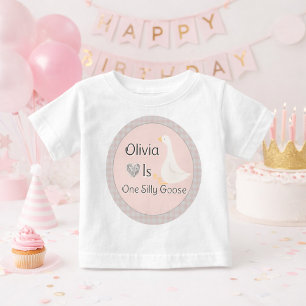 Pink Gingham Die Geburtstagsparty der Albernen Gän Baby T-shirt