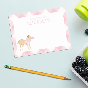 Pink Gingham Dog mit Bow Kids Custom Lunch Box Post-it Klebezettel