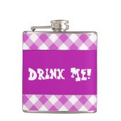 Pink Gingham Drink Me Flasche Flachmann (Vorderseite)