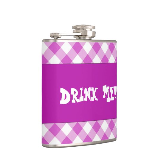 Pink Gingham Drink Me Flasche Flachmann (Rechts)