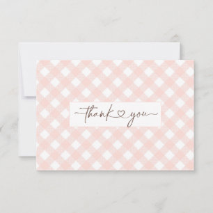 Pink Gingham Dusche Danke Karte