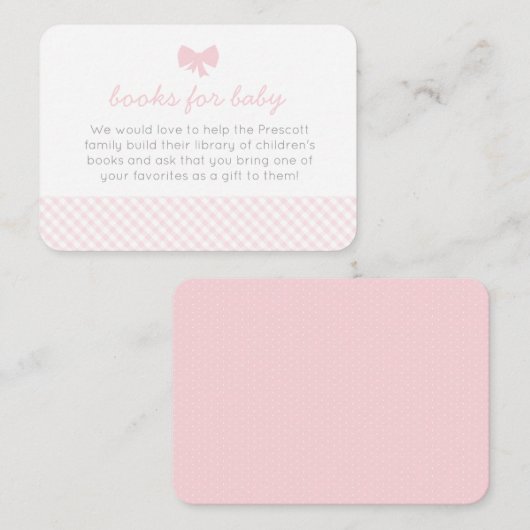 Pink Gingham Duschkabine Platzkarte (Vorne/Hinten)