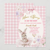 Pink Gingham Easter Some Bunny Floral Baby Shower Einladung (Vorne/Hinten)